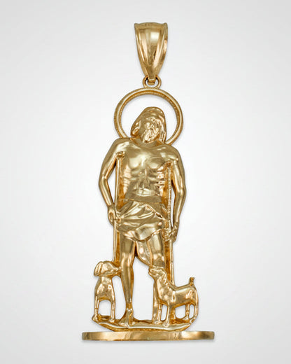 Gold St. Lazarus Statuette Pendant (yellow, white, rose gold, 10k, 14k) Karma Blingz