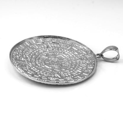 Sterling Silver Aztec Mayan Sun Calendar Extra Large Pendant (XL/XXL) Karma Blingz