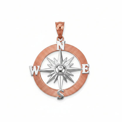 Gold Compass Pendant Necklace (yellow, white, rose gold, 10k, 14k) Karma Blingz