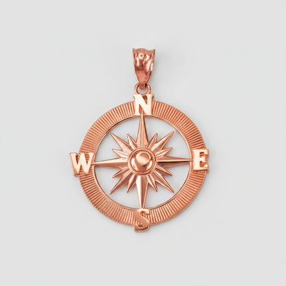 Gold Compass Pendant Necklace (yellow, white, rose gold, 10k, 14k) Karma Blingz