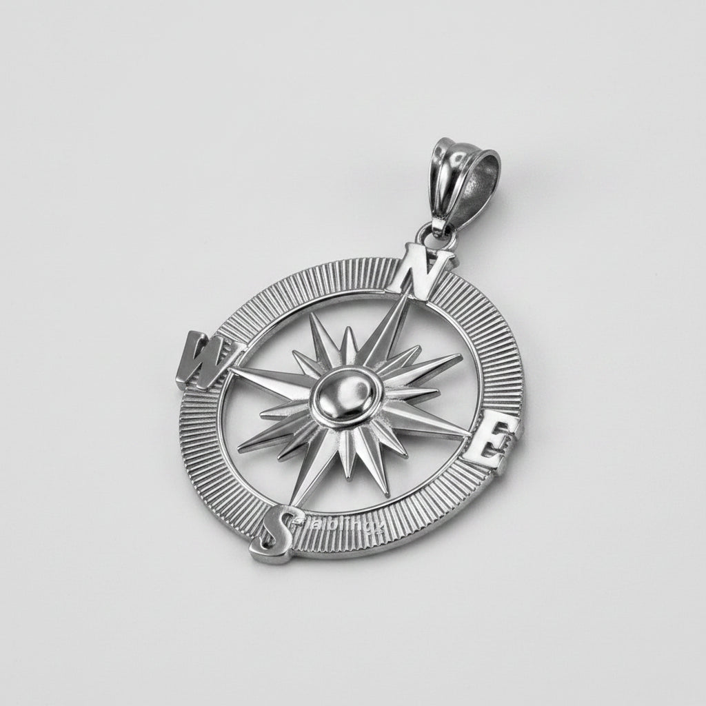 Gold Compass Pendant Necklace (yellow, white, rose gold, 10k, 14k) Karma Blingz