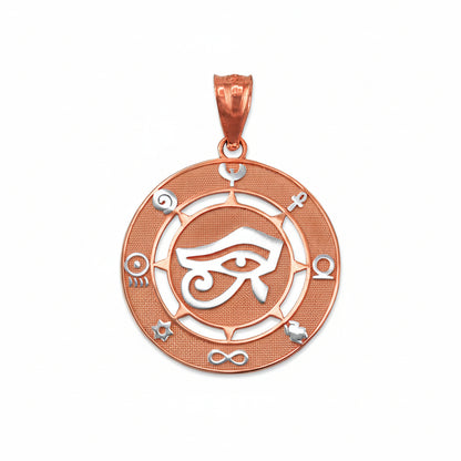 Gold Egyptian Eye of Ra Amulet Pendant Necklace   (yellow, white, rose gold, 10k, 14k) Karma Blingz
