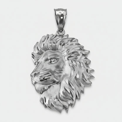 Gold Lion Face Satin DC Leo Pendant S/L (yellow, white, rose gold, 10k, 14k) Karma Blingz