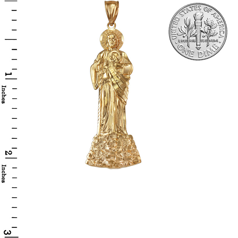 Gold Saint Jude DC Charm Pendant (S/M/L, yellow, white, rose gold, 10K, 14K) Karma Blingz
