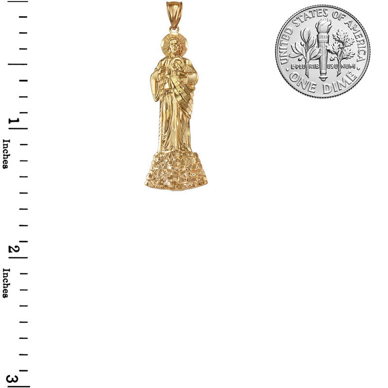 Gold Saint Jude DC Charm Pendant (S/M/L, yellow, white, rose gold, 10K, 14K) Karma Blingz