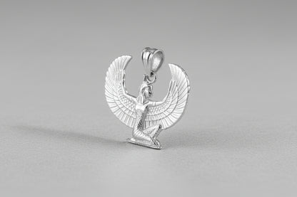 Gold Egyptian Isis Winged Goddess Pendant Necklace (yellow, white, rose gold, 10k, 14k) Karma Blingz