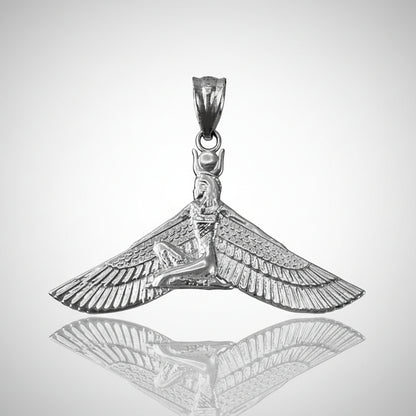 Gold Isis Egyptian Winged Goddess Pendant Necklace (yellow, white, rose gold, 10k, 14k) Karma Blingz