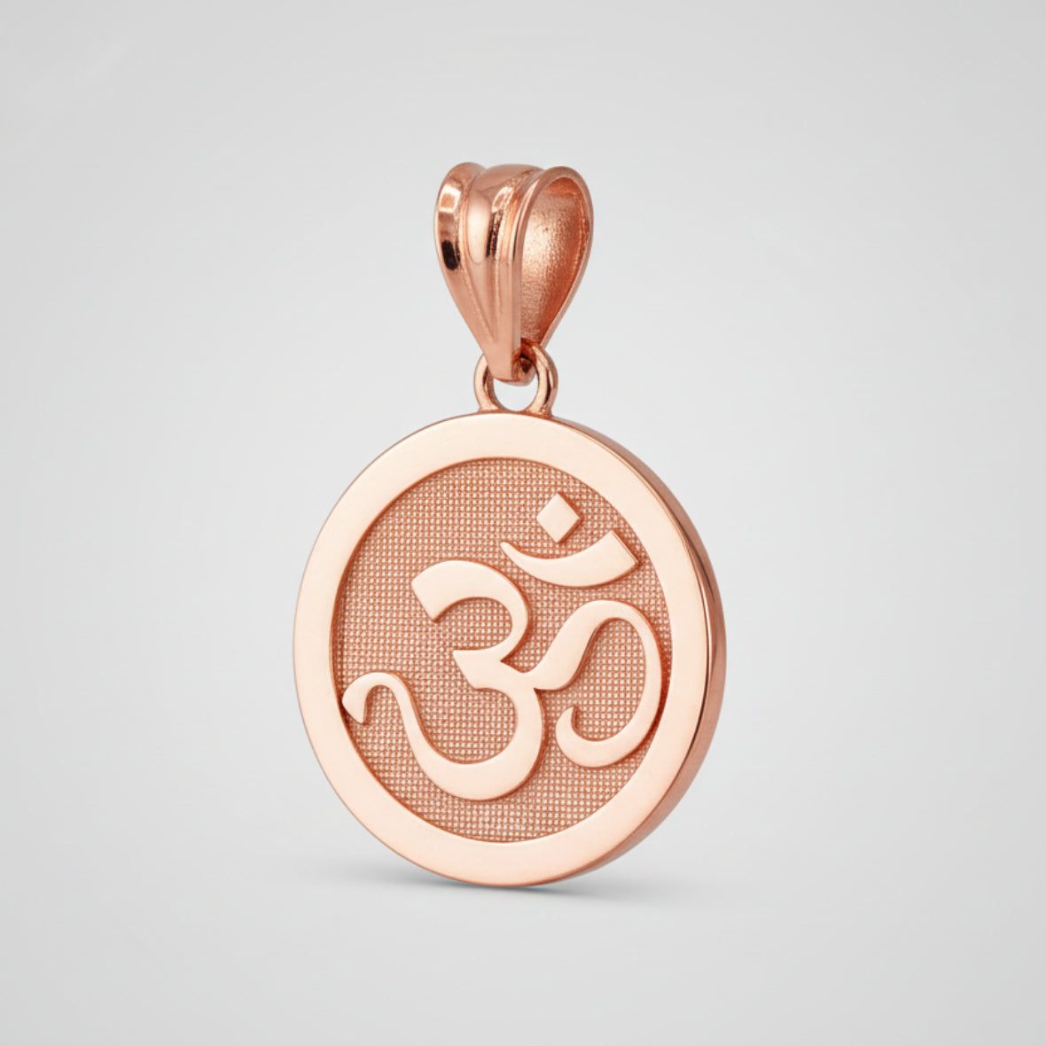 Gold Om Yoga Medallion Charm Necklace (yellow, white, rose gold, 10K, 14K) Karma Blingz