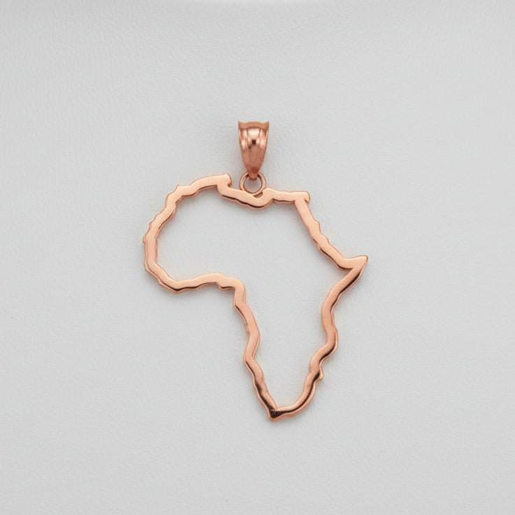 Gold Africa Open Pendant Necklace (yellow, white, rose gold, 10K, 14K) Karma Blingz