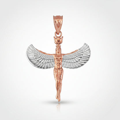 Gold Isis Egyptian Winged Goddess Pendant Necklace Karma Blingz
