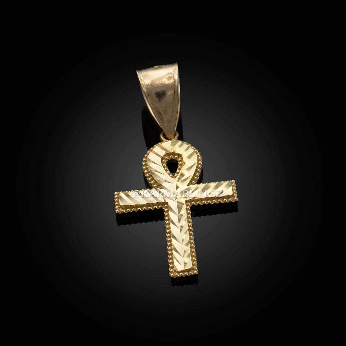 Gold Ankh Cross DC Hip-Hop Charm Pendant (10k, 14k, yellow, white, rose gold) Karma Blingz