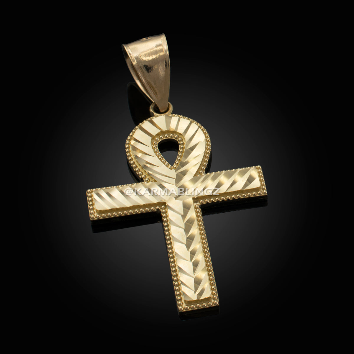 Gold Ankh Cross Mens DC Hip-Hop Pendant (10k, 14k, yellow, white, rose gold) Karma Blingz