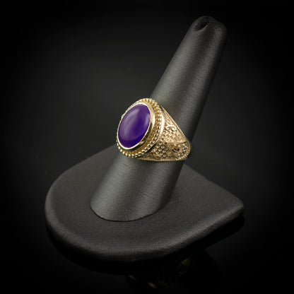 Gold Masonic Ring Purple Amethyst Cabochon Gemstone Statement Ring Karma Blingz
