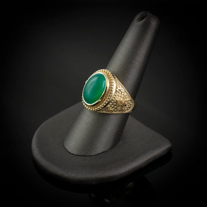 Gold Masonic Green Onyx Statement Ring Karma Blingz