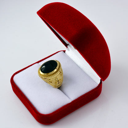 Gold Masonic Black Onyx Statement Ring Karma Blingz