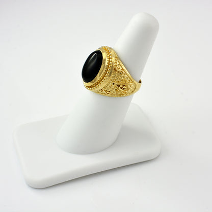 Gold Masonic Black Onyx Statement Ring Karma Blingz