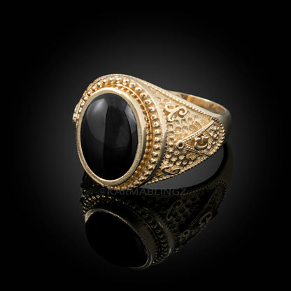 Gold Masonic Black Onyx Statement Ring Karma Blingz