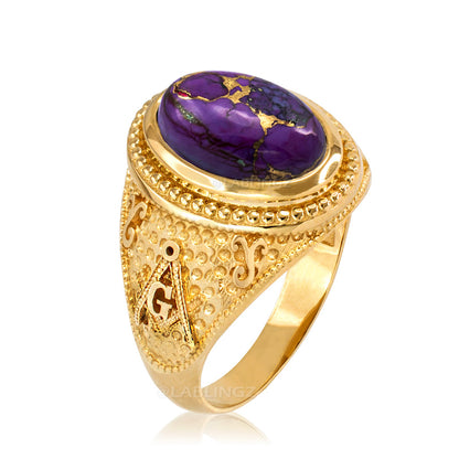 Gold Masonic Purple Copper Turquoise Ring Karma Blingz