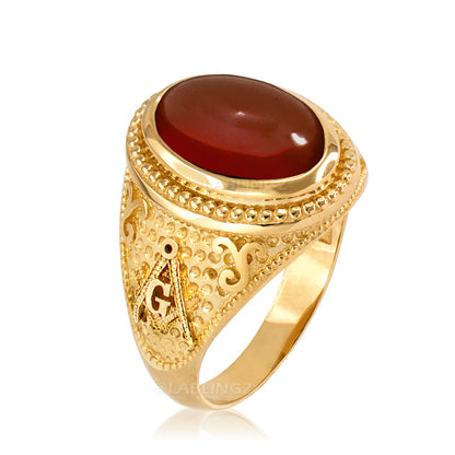 Gold Masonic Red Onyx Statement Ring Karma Blingz