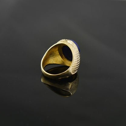 Solid Gold Lapis Lazuli Gemstone Oval Statement Ring Karma Blingz