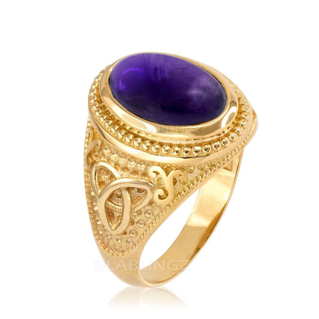 Gold Celtic Knot Band Purple Amethyst Statement Ring Karma Blingz