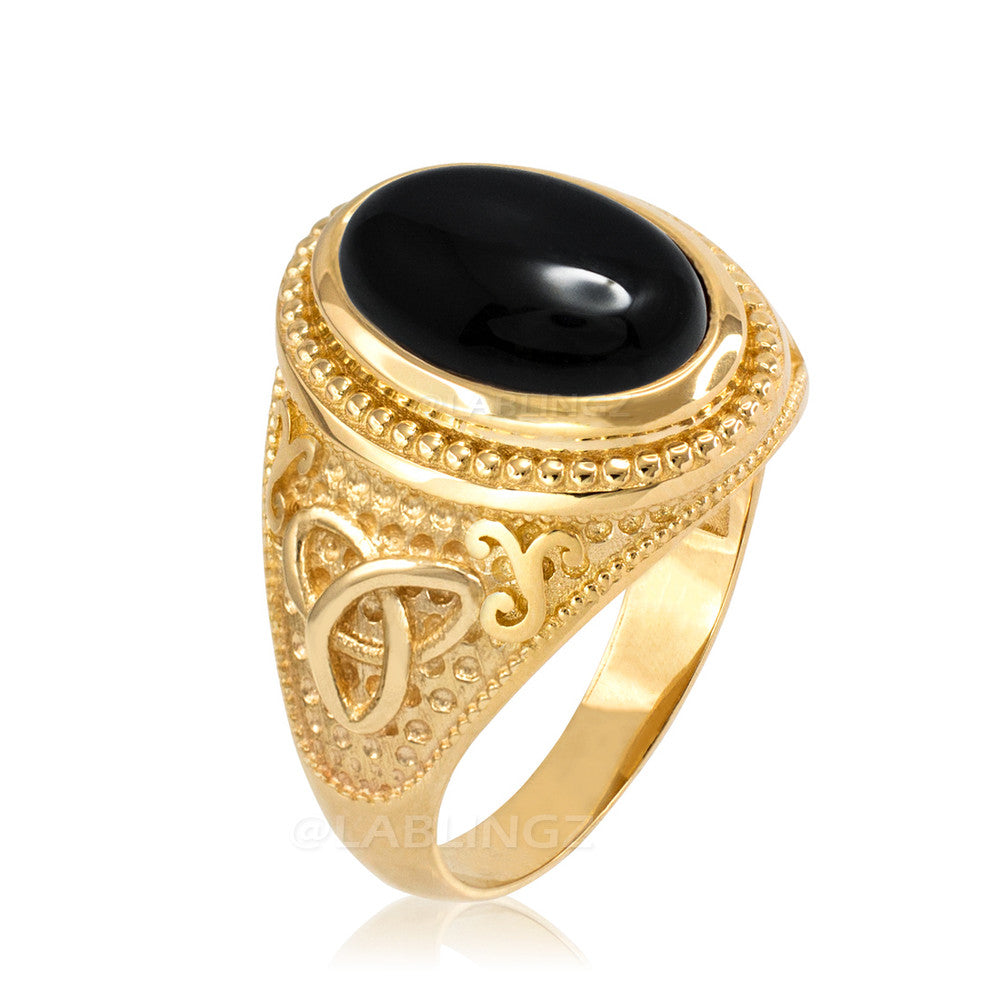 Gold Celtic Knot Black Onyx Statement Ring Karma Blingz