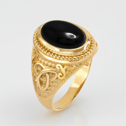 Gold Celtic Knot Black Onyx Statement Ring Karma Blingz