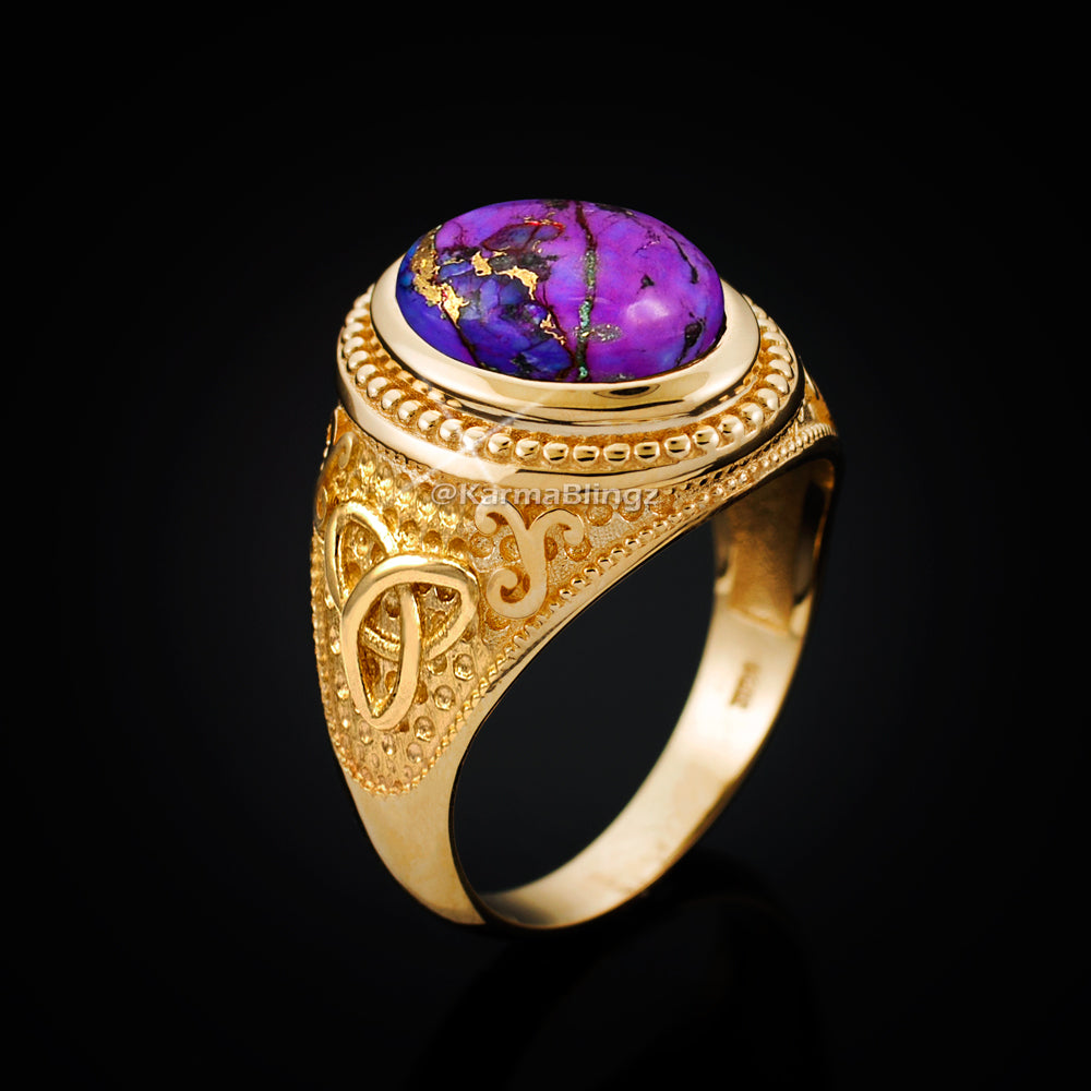 Gold Celtic Knot Purple Copper Turquoise Ring Karma Blingz