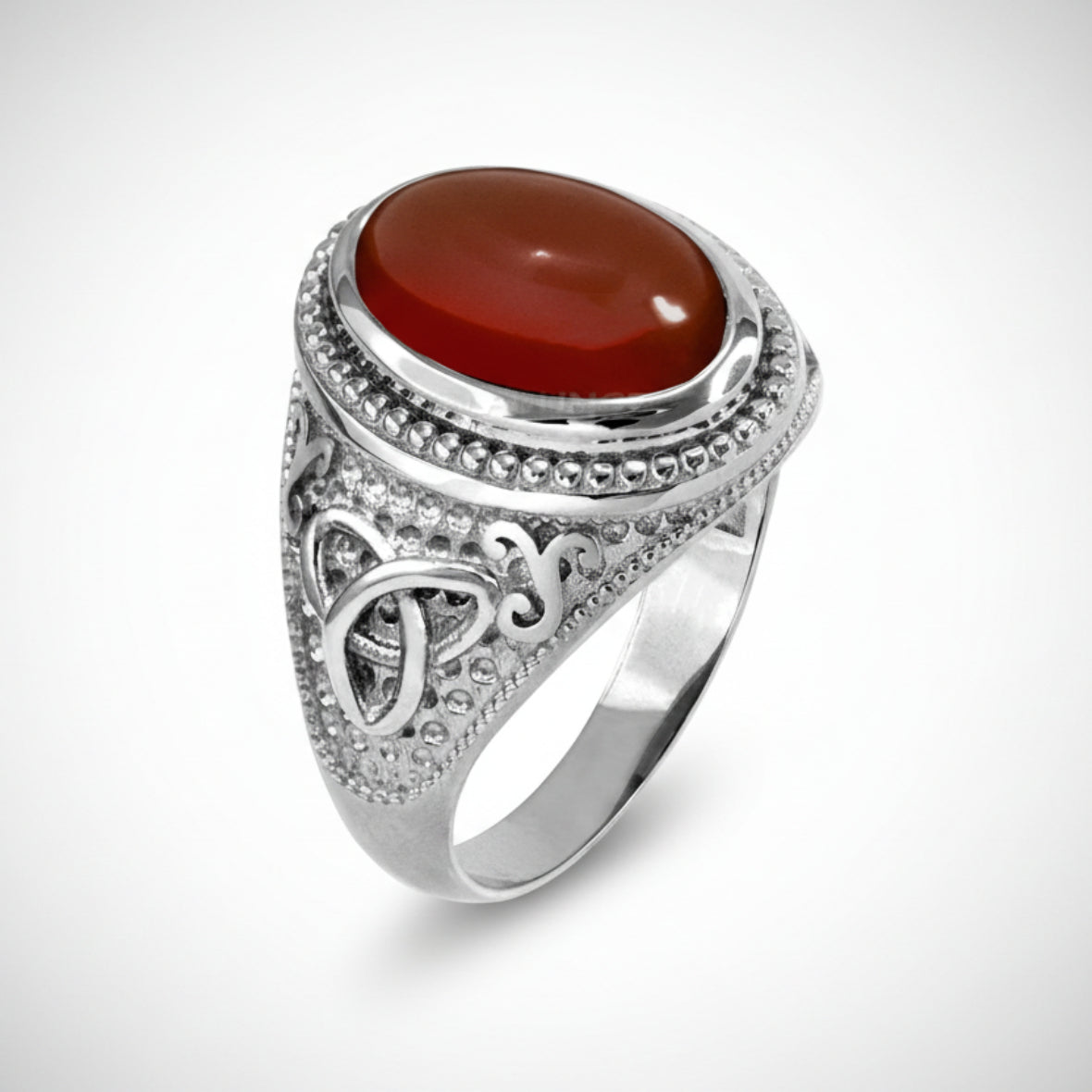 Sterling Silver Celtic Trinity Band Red Onyx Gemstone Ring Karma Blingz