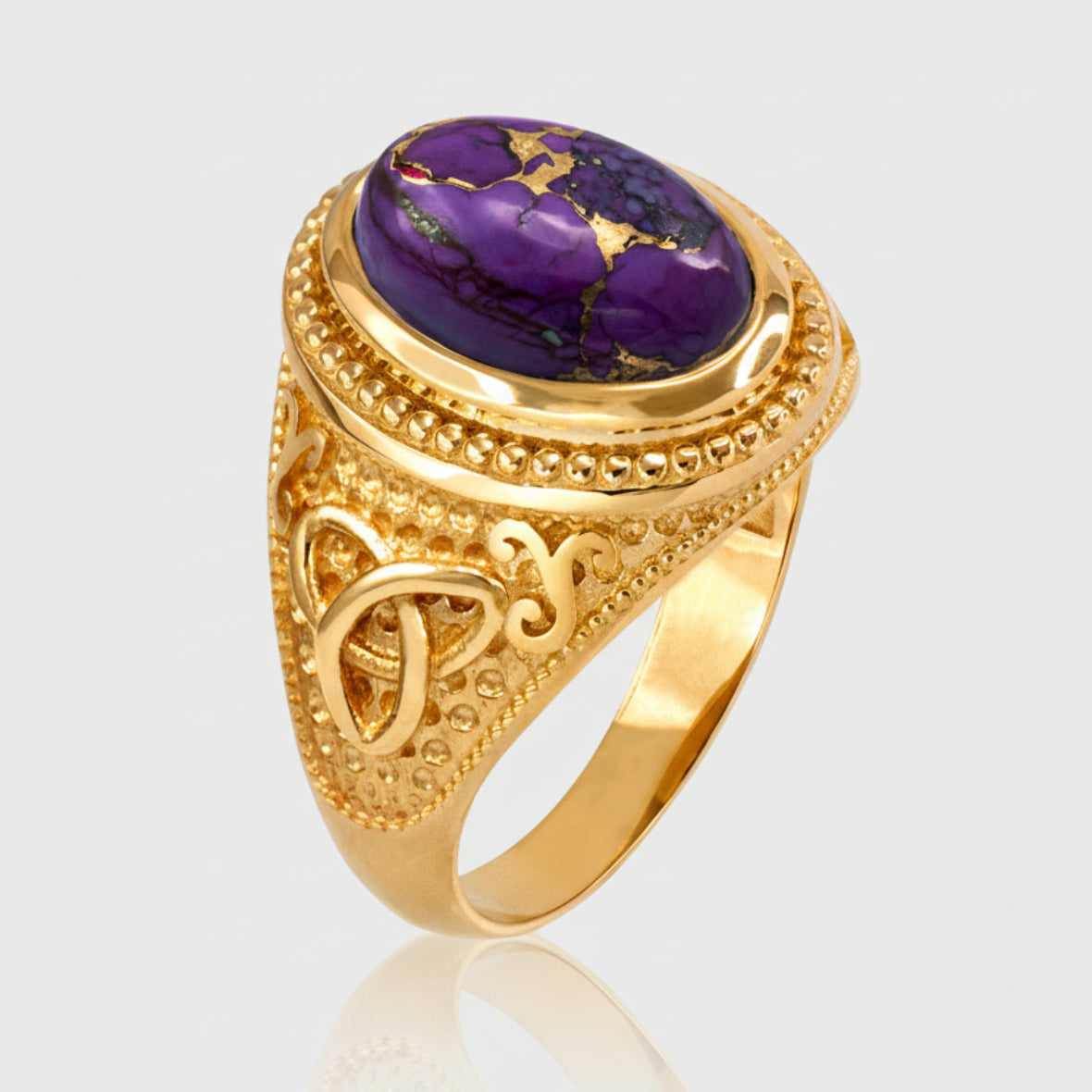 Gold Celtic Knot Purple Copper Turquoise Ring Karma Blingz
