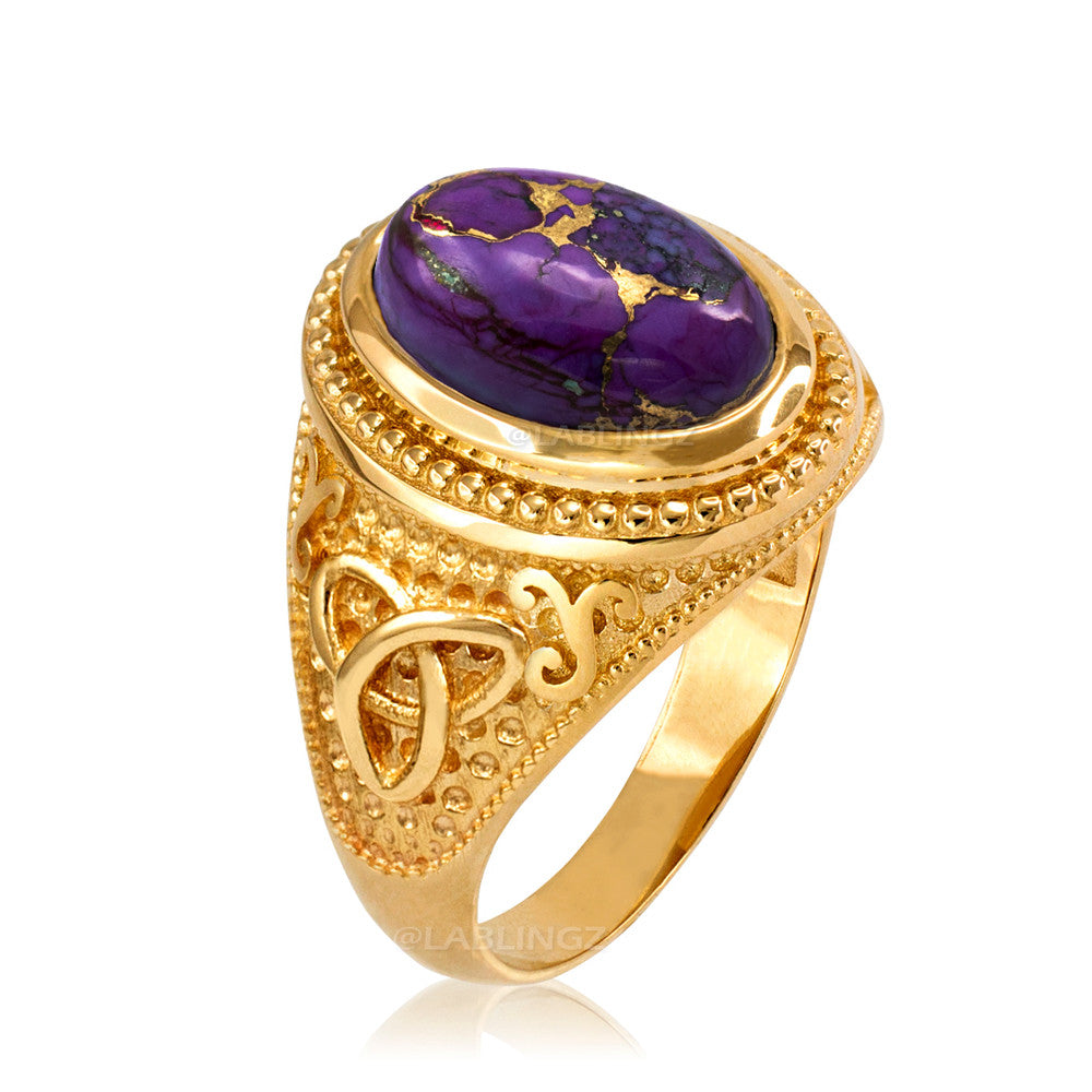 Gold Celtic Knot Purple Copper Turquoise Ring Karma Blingz