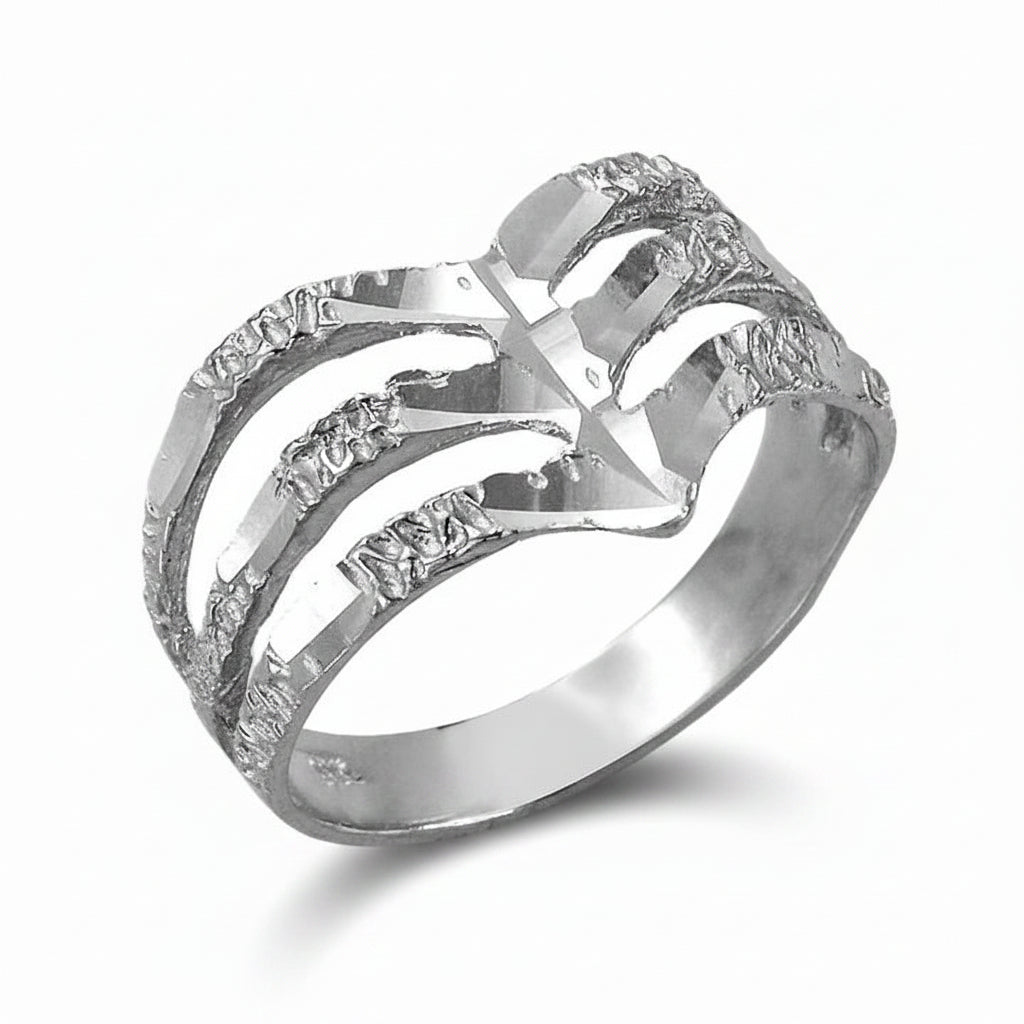 Sterling Silver Triple Chevron Ladies DC Nugget Ring Karma Blingz