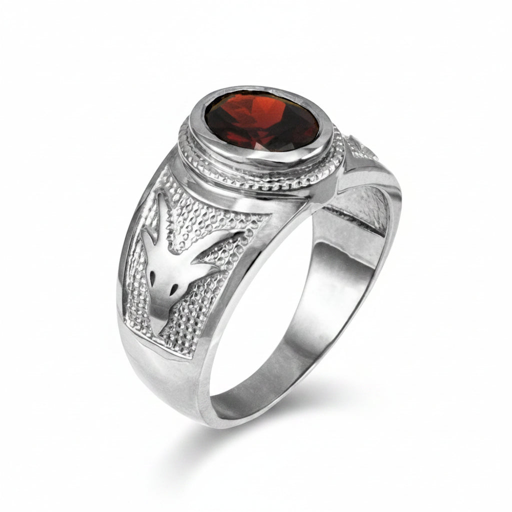 Sterling Silver Capricorn Zodiac Sign January Birthstone Red CZ Ring Karma Blingz