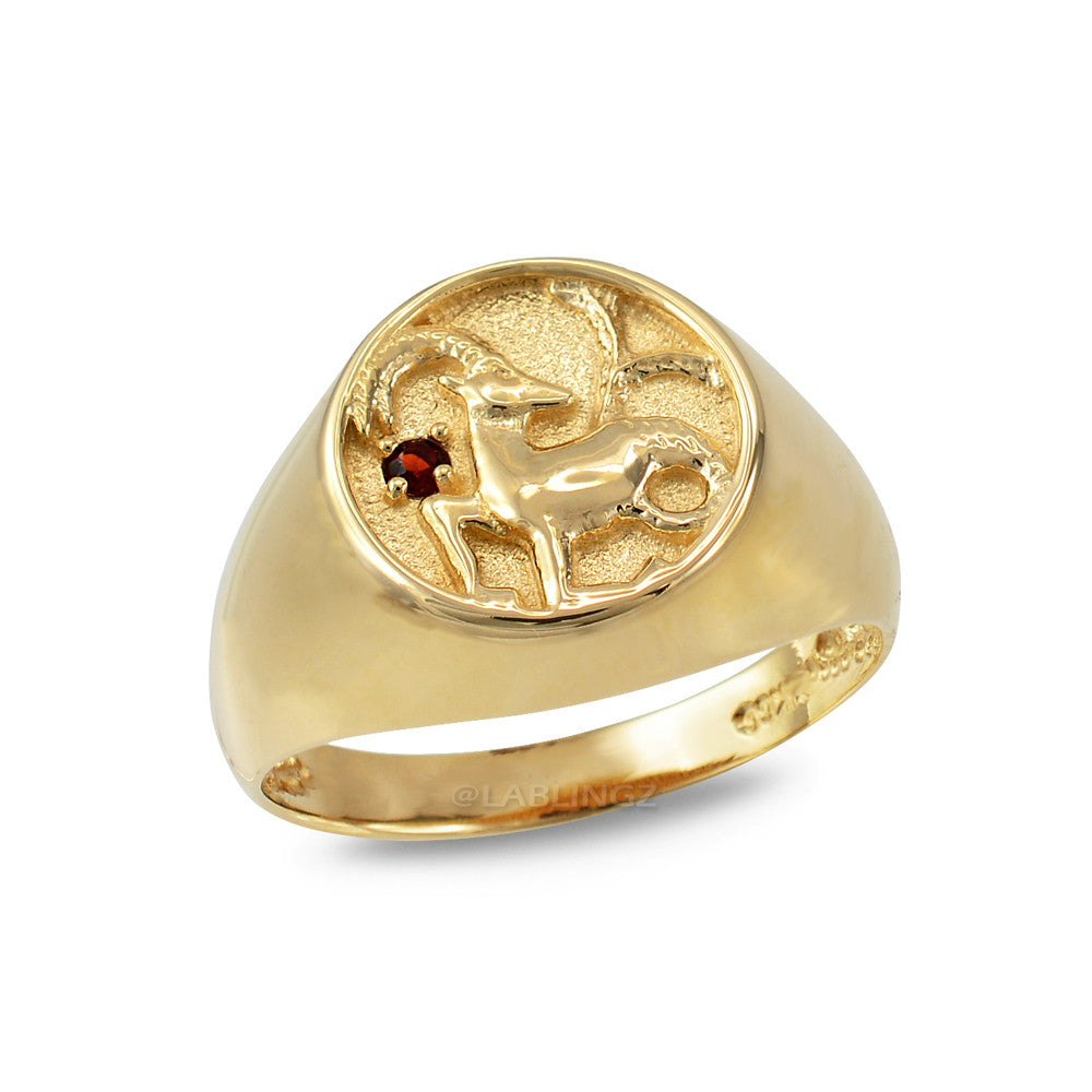 Yellow Gold Genuine Birthstone Zodiac Ring