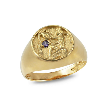 Yellow Gold Genuine Birthstone Zodiac Ring Karma Blingz