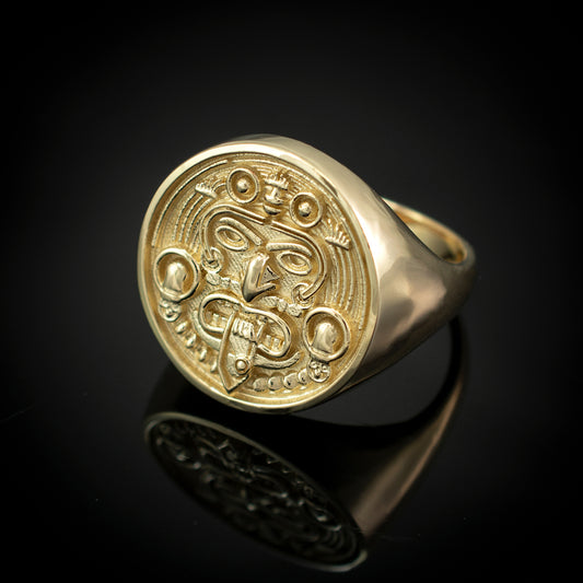 Gold Aztec Mayan Sun Statement Ring Karma Blingz