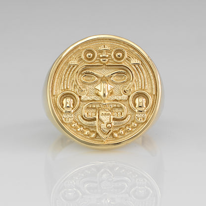 Gold Aztec Mayan Sun Statement Ring Karma Blingz