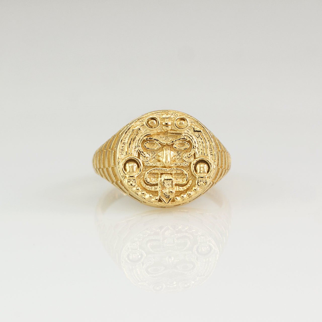 Gold Aztec Mayan Sun Rugged Ring Karma Blingz