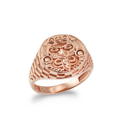 Gold Aztec Mayan Sun Rugged Ring Karma Blingz