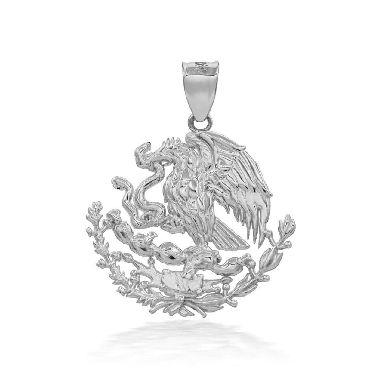 Sterling Silver Mexican Coat OF Arms Eagle Pendant Necklace Karma Blingz