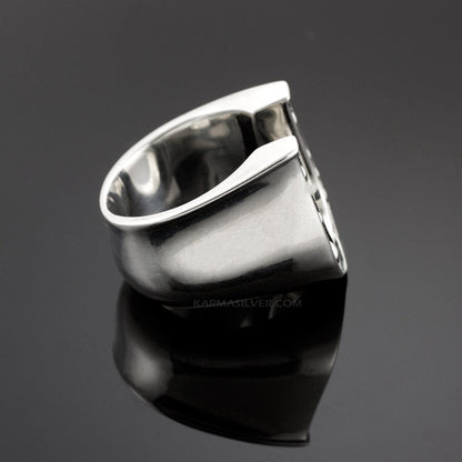Solid Sterling Silver Mens Horseshoe Ring - Silver Lucky Horseshoe ring Karma Blingz