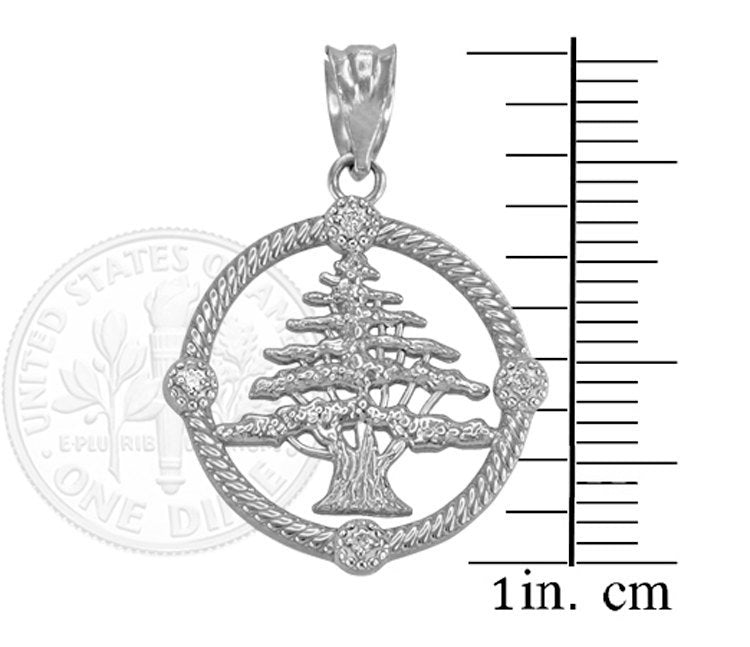 Gold Cedar Tree of Lebanon Diamond Pendant Necklace (10k, 14k, yellow, white, rose gold) Karma Blingz