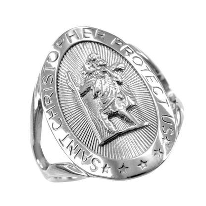 925 Sterling Silver St. Christopher Oval Ring Karma Blingz