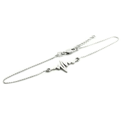 14K White Gold Heartbeat EKG Pulse Bracelet Karma Blingz