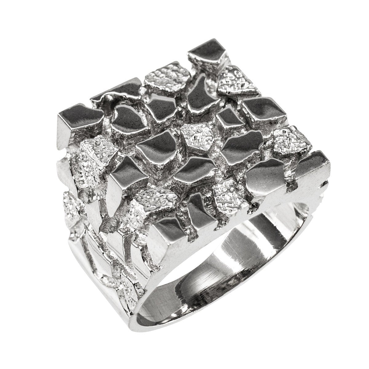 925 Sterling Silver Square Nugget Ring Karma Blingz