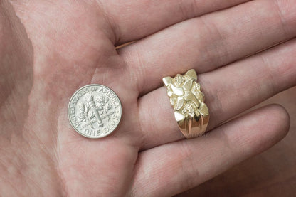 Mens Polished Gold Nugget Ring Karma Blingz
