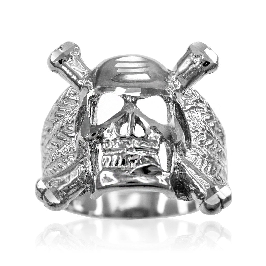 Sterling Silver Biker Ring Skull and Bones Men's Chopper Ring Karma Blingz