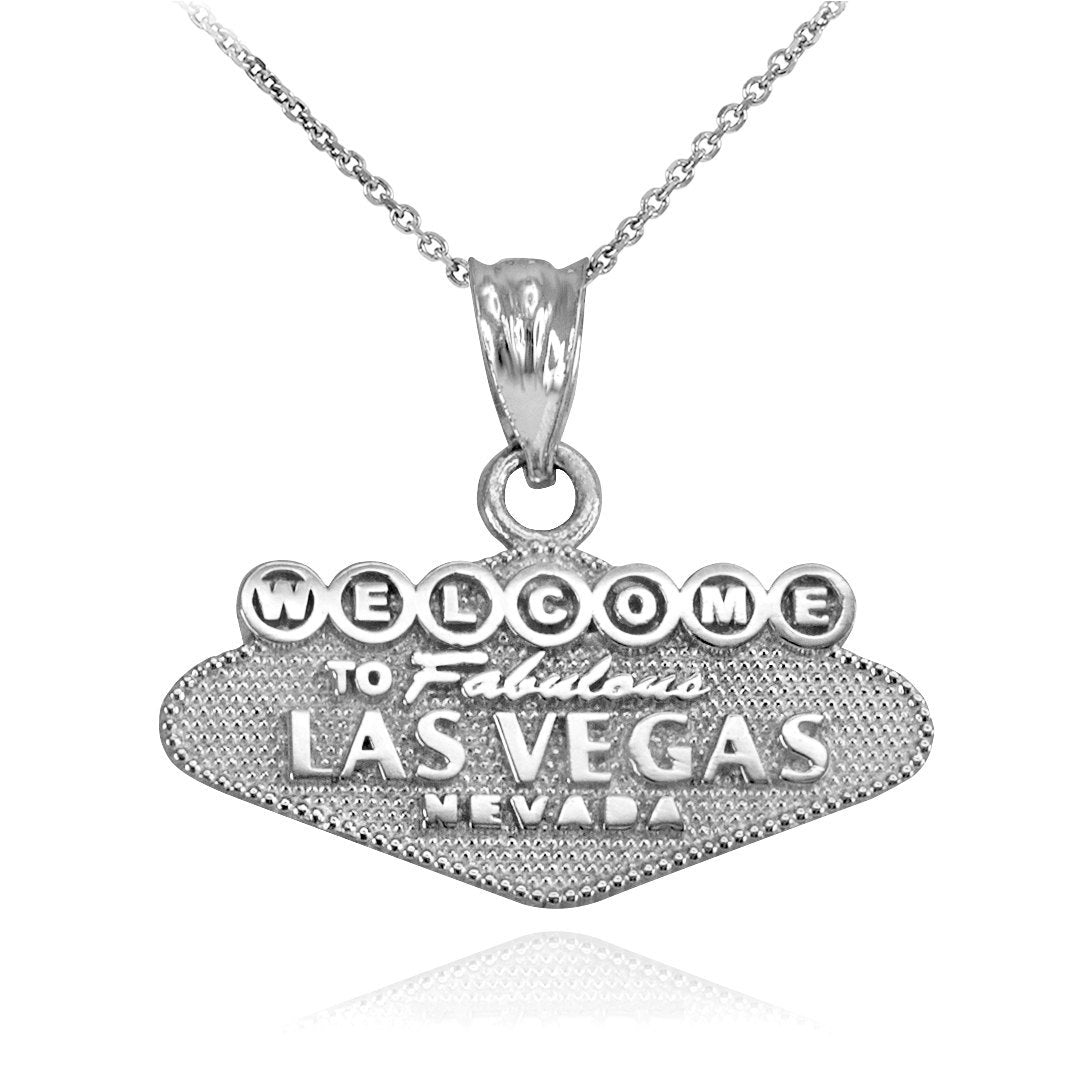 Sterling Silver Las Vegas Pendant Necklace 'Welcome to Fabulous Las Vegas Nevada' charm Karma Blingz