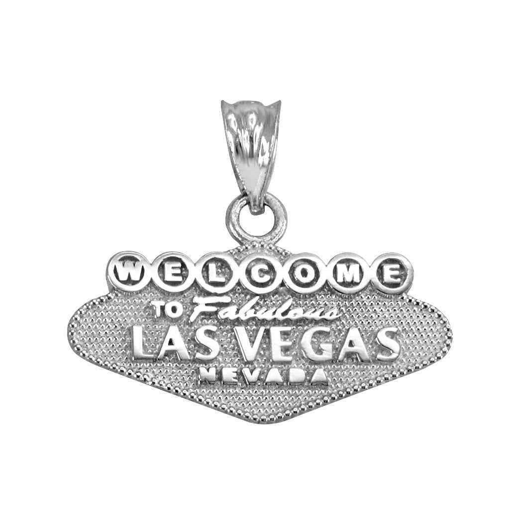 Sterling Silver Las Vegas Pendant Necklace 'Welcome to Fabulous Las Vegas Nevada' charm Karma Blingz