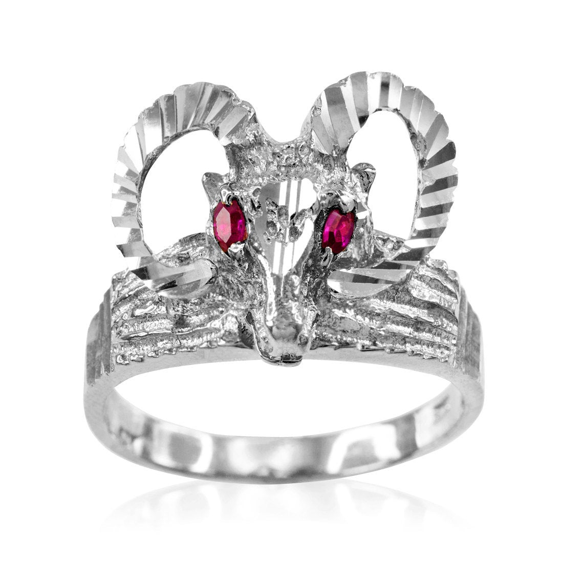 Sterling Silver Goat Head Red CZ Ring Karma Blingz